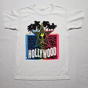 Hollywood California Shirt Neon Star Mens Medium White Graphic Tee
